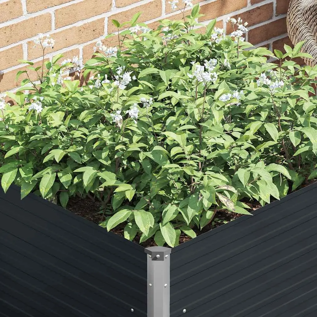 Raised Garden Bed Galvanised Steel Square 100 x 100 x 77 cm Anthracite