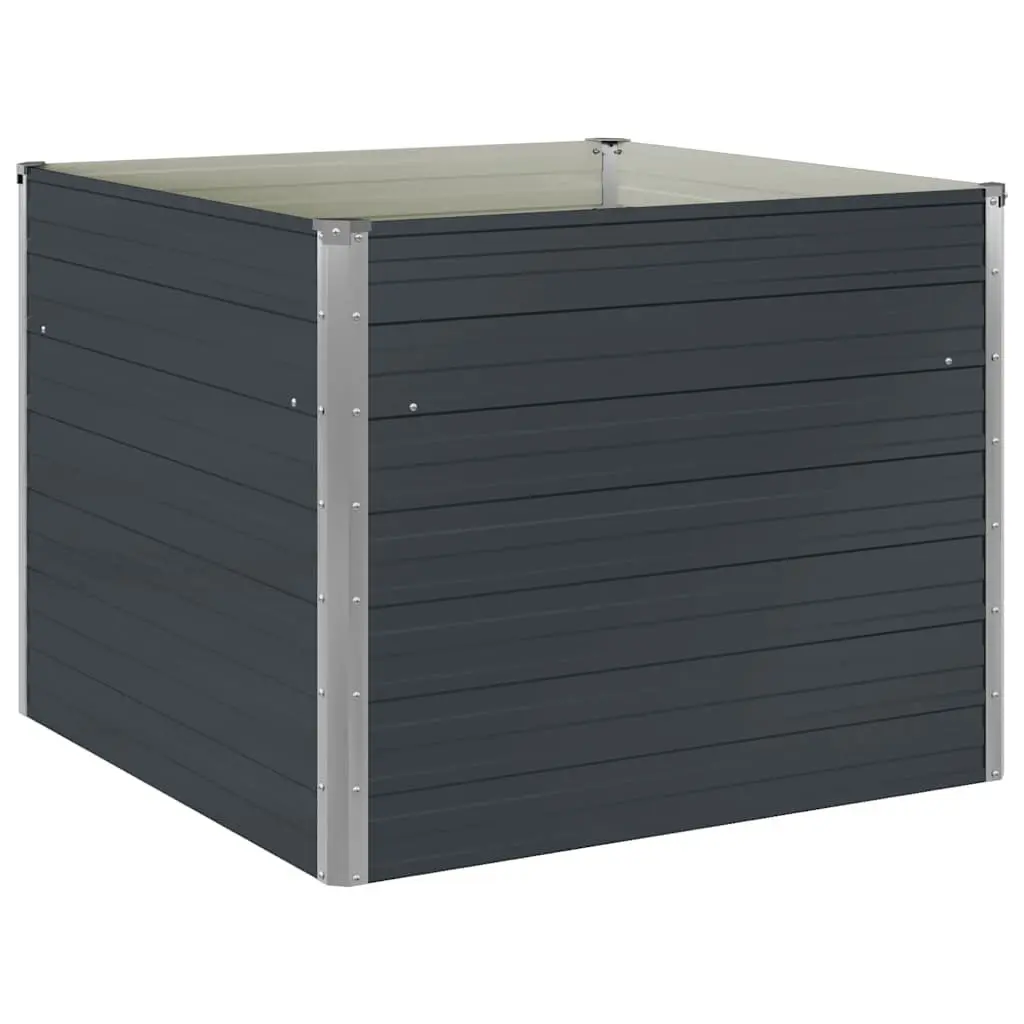Raised Garden Bed Galvanised Steel Square 100 x 100 x 77 cm Anthracite