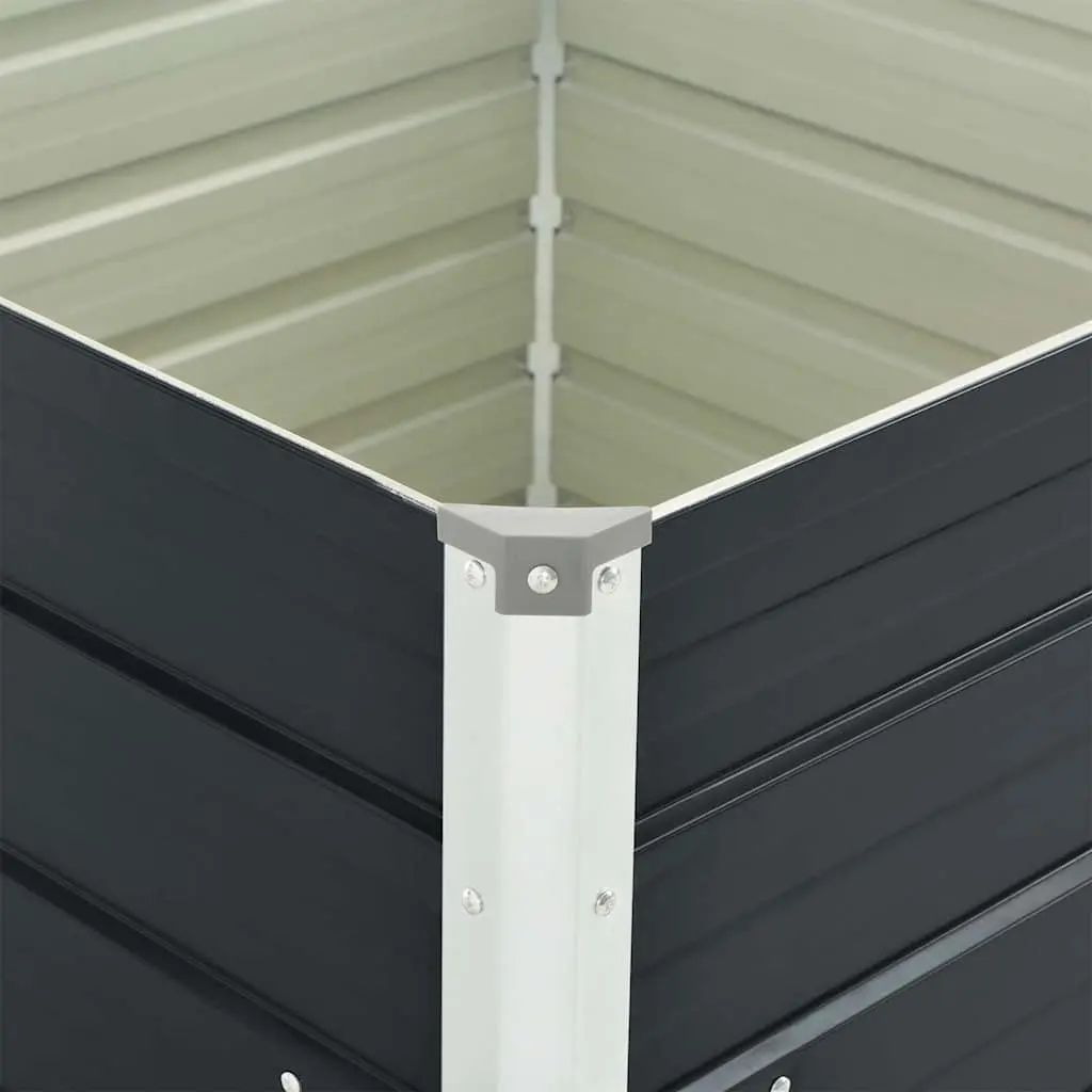 Raised Garden Bed Galvanised Steel Square 100 x 100 x 77 cm Anthracite