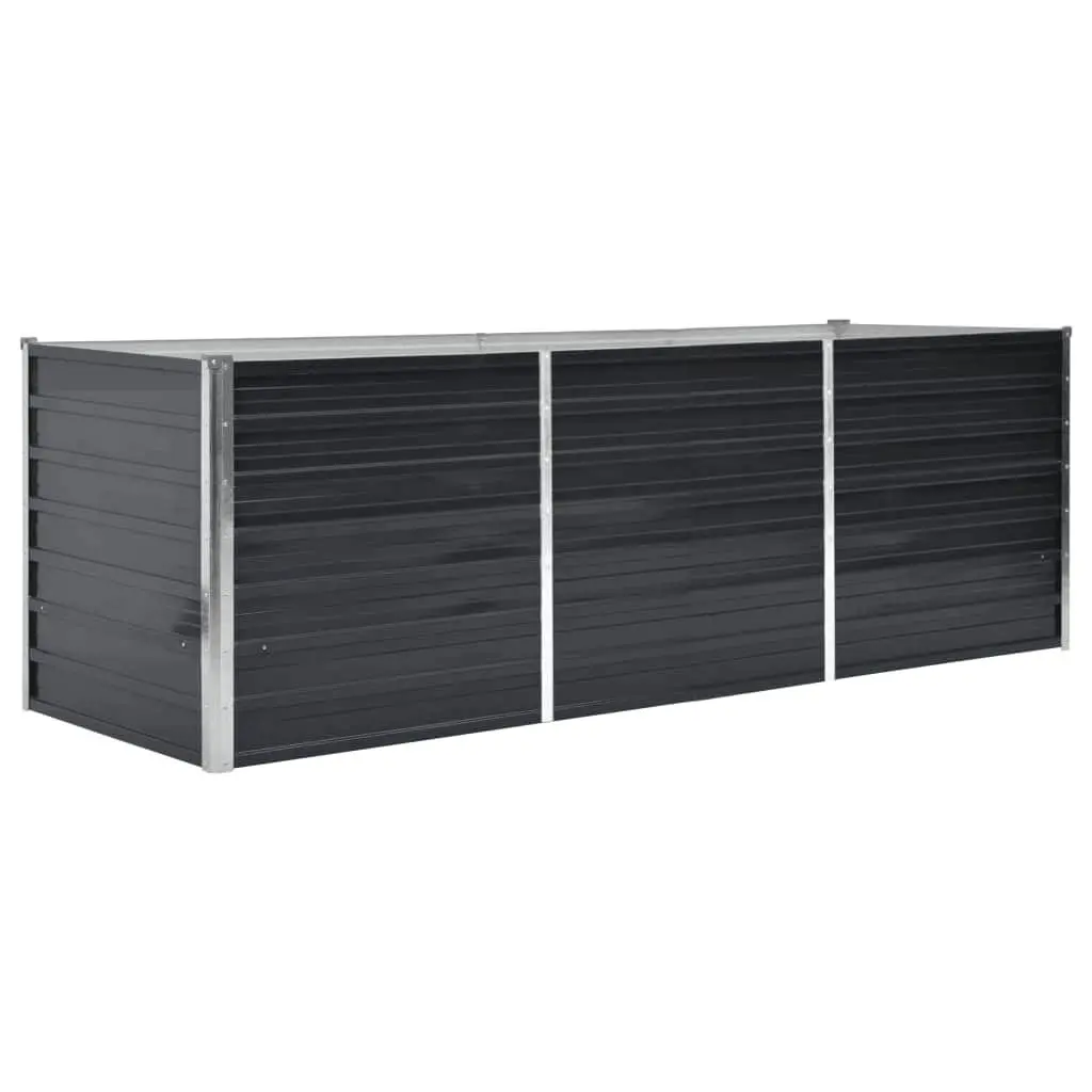 Anthracite Raised Garden Bed Galvanised Steel Planter Box 240x80x77cm Outdoor Use