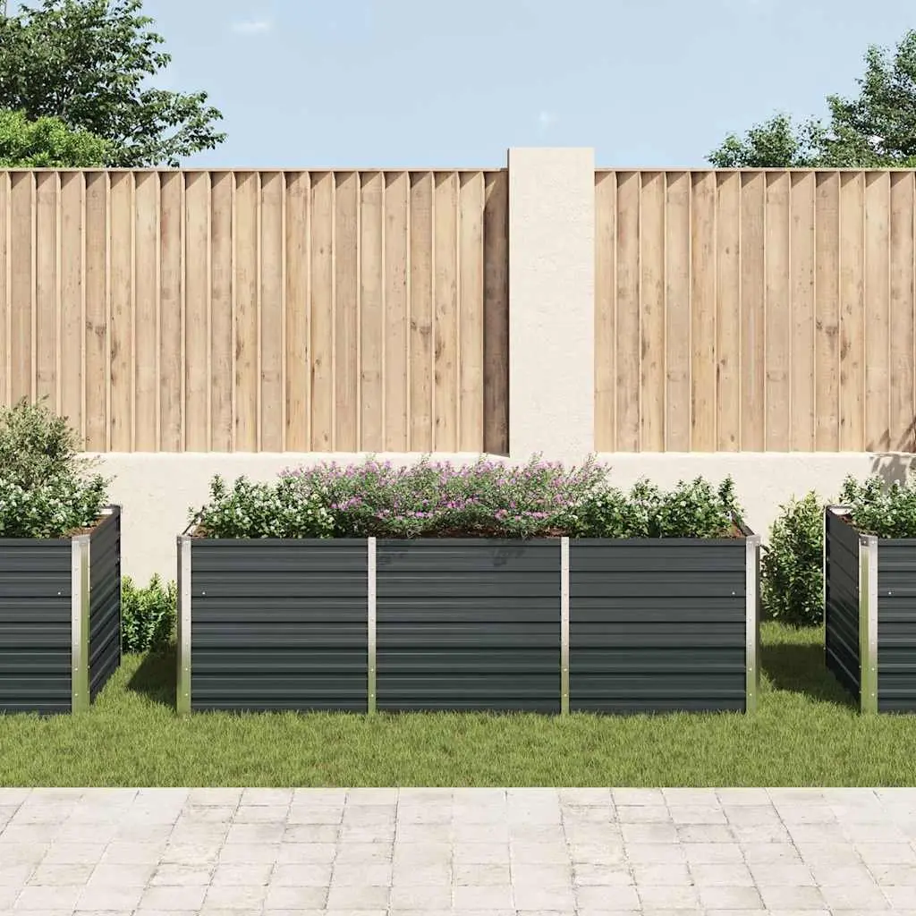 Anthracite Raised Garden Bed Galvanised Steel Planter Box 240x80x77cm Outdoor Use