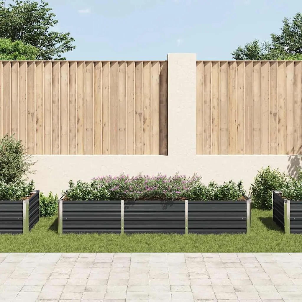 Raised Garden Bed Anthracite 240x80x45cm Galvanised Steel Planter Box