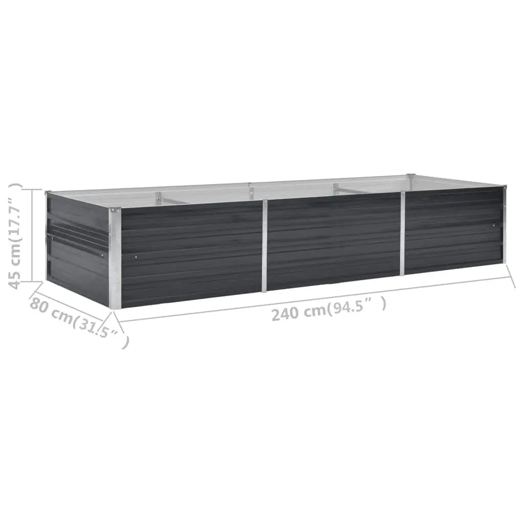 Raised Garden Bed Anthracite 240x80x45cm Galvanised Steel Planter Box