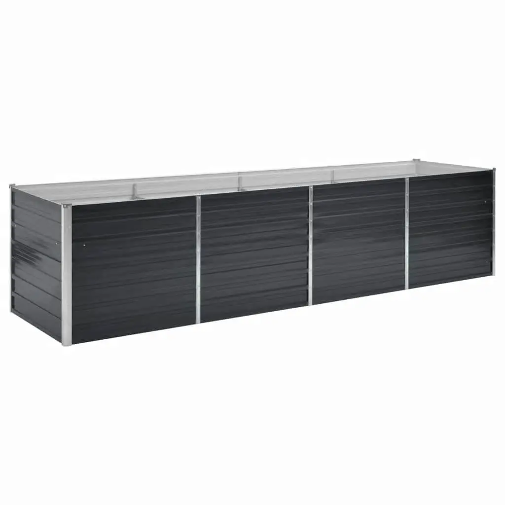 Anthracite Raised Garden Bed Galvanised Steel 320x80x77cm Outdoor Planter Box