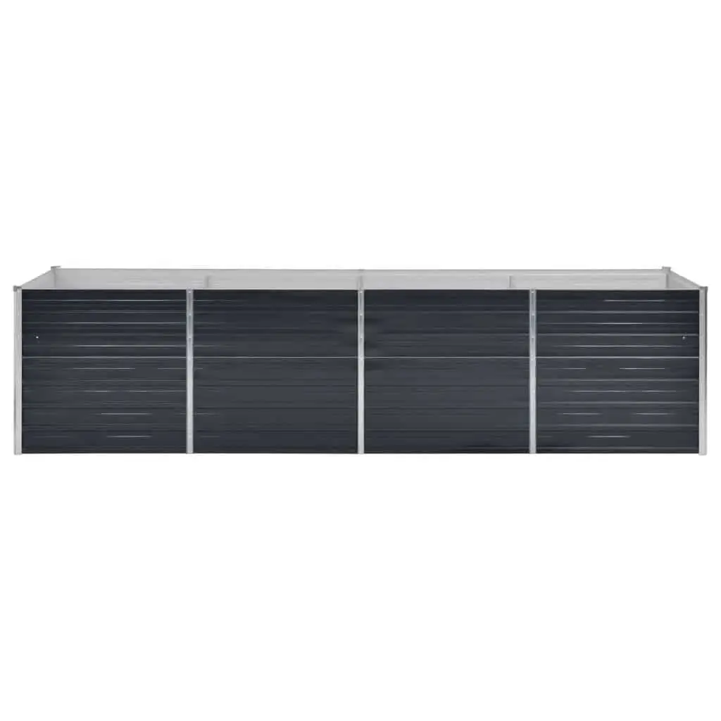 Anthracite Raised Garden Bed Galvanised Steel 320x80x77cm Outdoor Planter Box