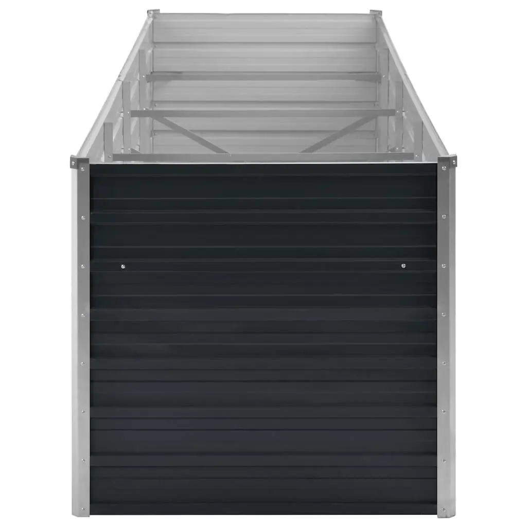 Anthracite Raised Garden Bed Galvanised Steel 320x80x77cm Outdoor Planter Box