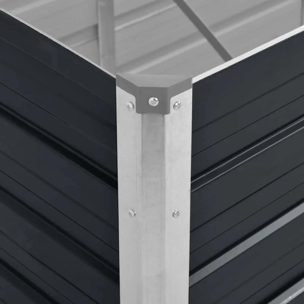 Anthracite Raised Garden Bed Galvanised Steel 320x80x77cm Outdoor Planter Box
