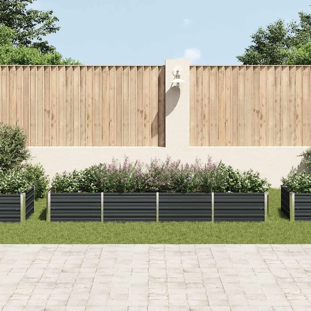 Anthracite Raised Garden Bed 320x80x45cm Galvanised Steel Outdoor Planter Box