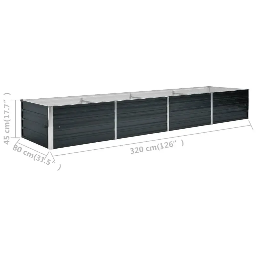 Anthracite Raised Garden Bed 320x80x45cm Galvanised Steel Outdoor Planter Box