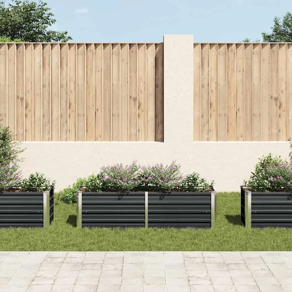Raised Bed Planter Galvanised Steel Rectangular 160x40x45cm Anthracite Outdoor Gardening