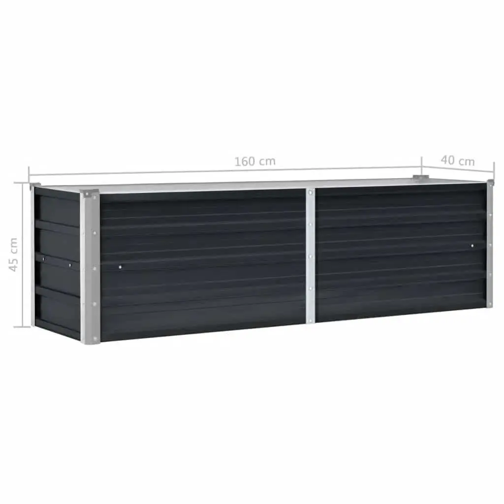 Raised Bed Planter Galvanised Steel Rectangular 160x40x45cm Anthracite Outdoor Gardening