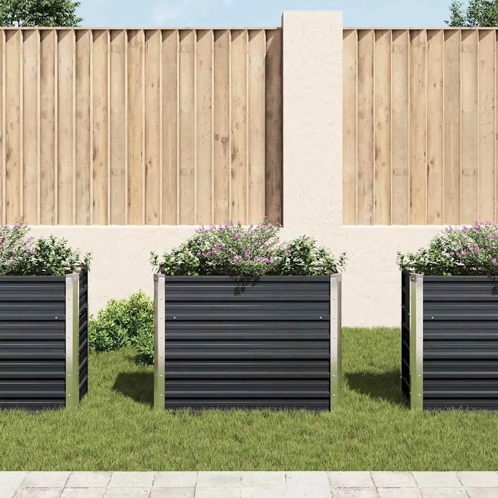 Garden Raised Bed Anthracite 100x40x77 cm Galvanised Steel Planter Box