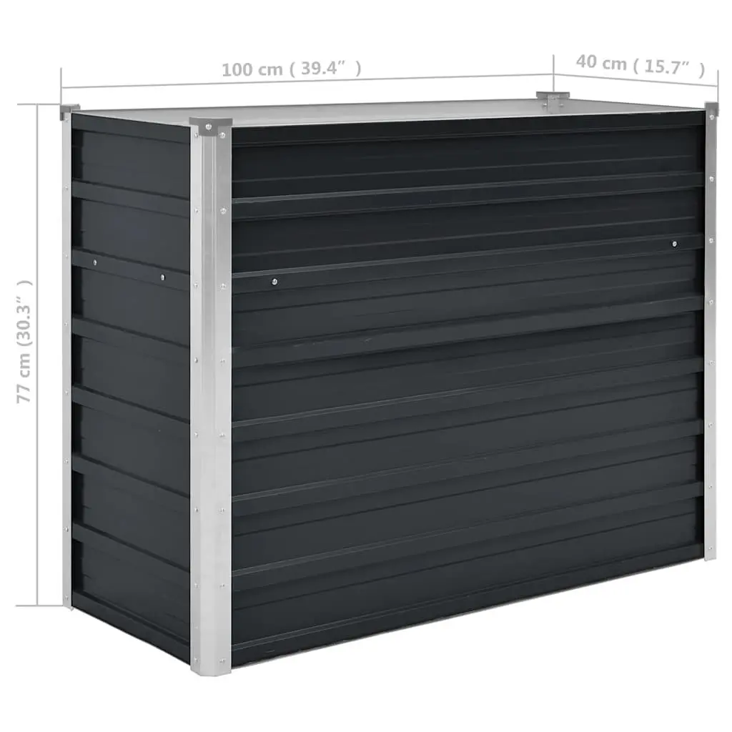 Garden Raised Bed Anthracite 100x40x77 cm Galvanised Steel Planter Box