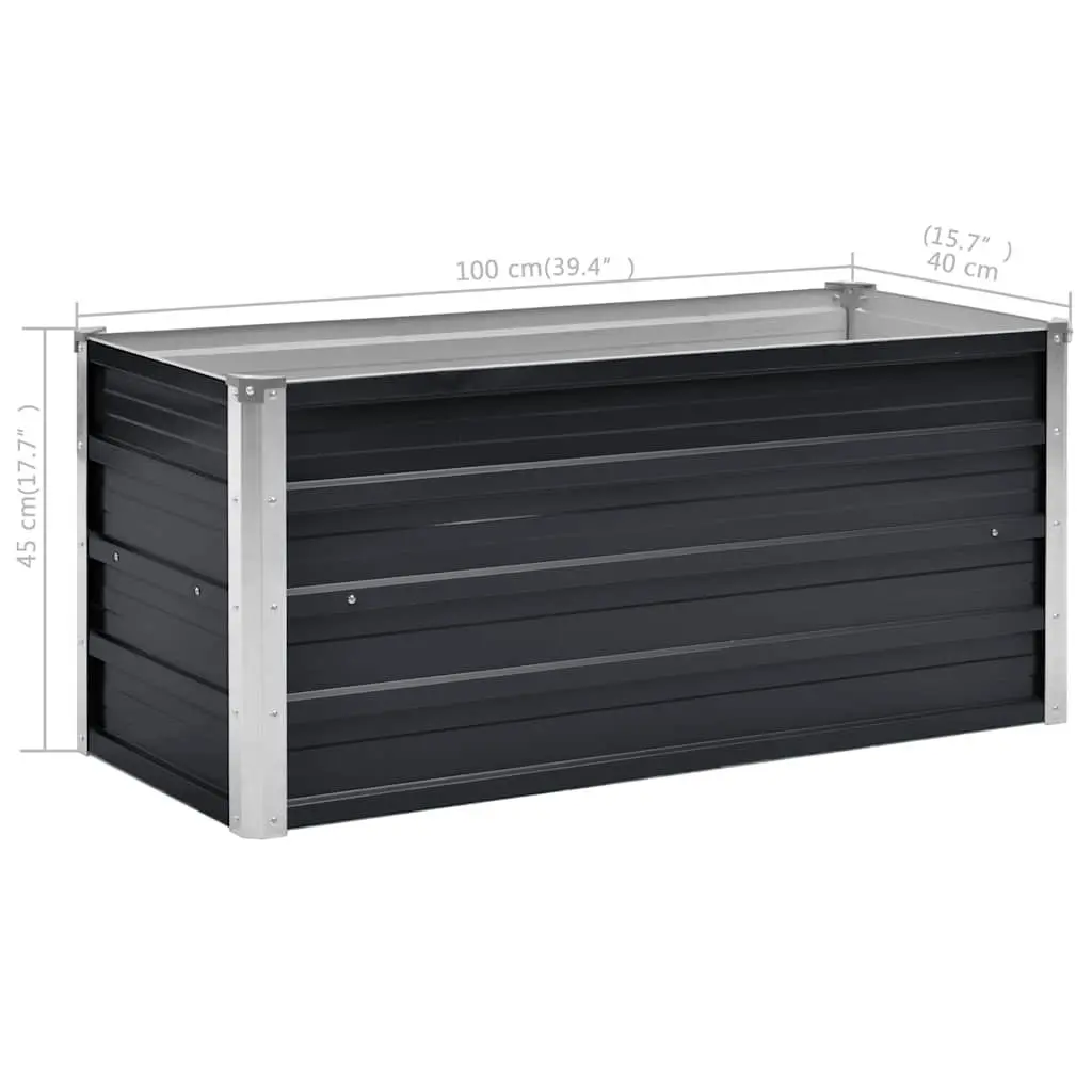 Raised Garden Bed Planter Galvanised Steel 100 x 40 x 45 cm Anthracite