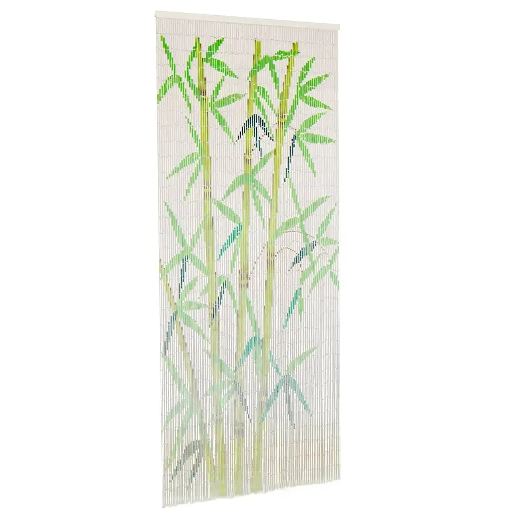 Bamboo Insect Door Curtain 90x200 cm Multicolour Privacy Screen with Leaf Print for Apartments Bars Patios and Balconies