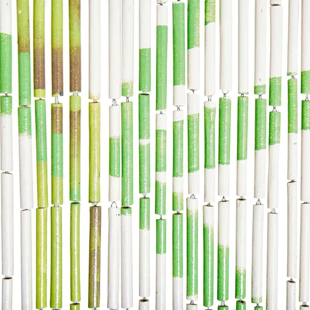 Bamboo Insect Door Curtain 90x200 cm Multicolour Privacy Screen with Leaf Print for Apartments Bars Patios and Balconies