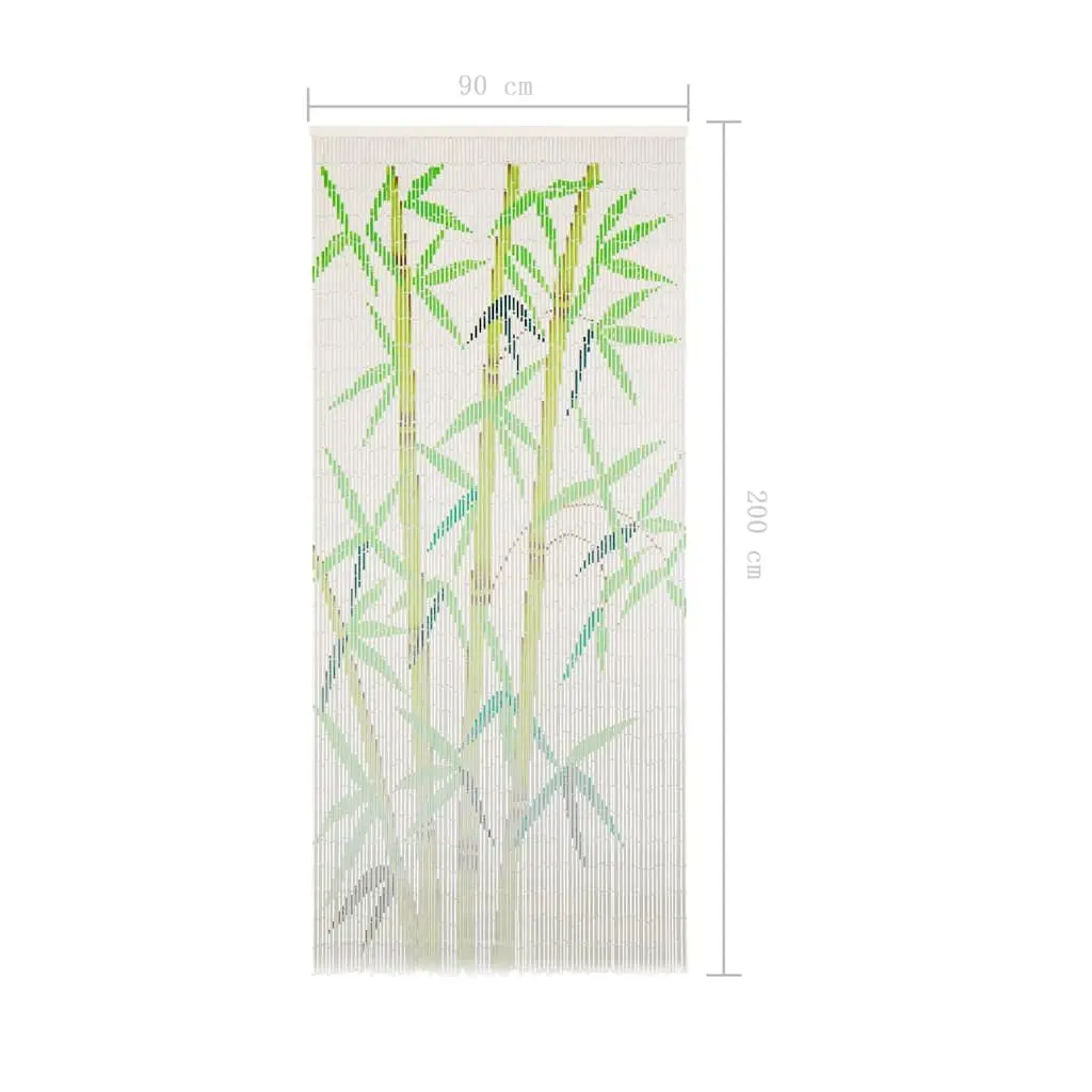 Bamboo Insect Door Curtain 90x200 cm Multicolour Privacy Screen with Leaf Print for Apartments Bars Patios and Balconies