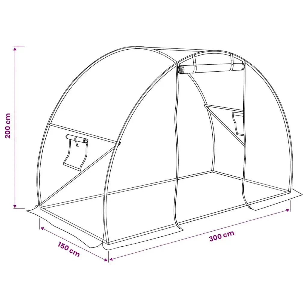 Greenhouse 4.5 m Galvanised Steel Frame White PE Mesh Plant House with Ventilation Windows and Entry Door