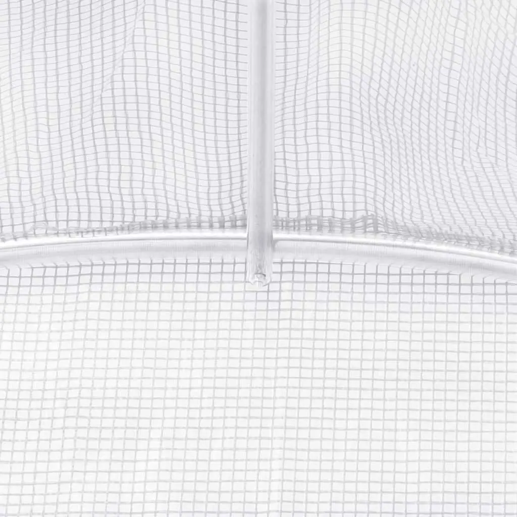 Greenhouse 4.5 m Galvanised Steel Frame White PE Mesh Plant House with Ventilation Windows and Entry Door
