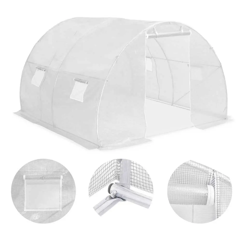 Greenhouse 9m² 300x300x200cm White PE Mesh Ventilation Windows Door Garden