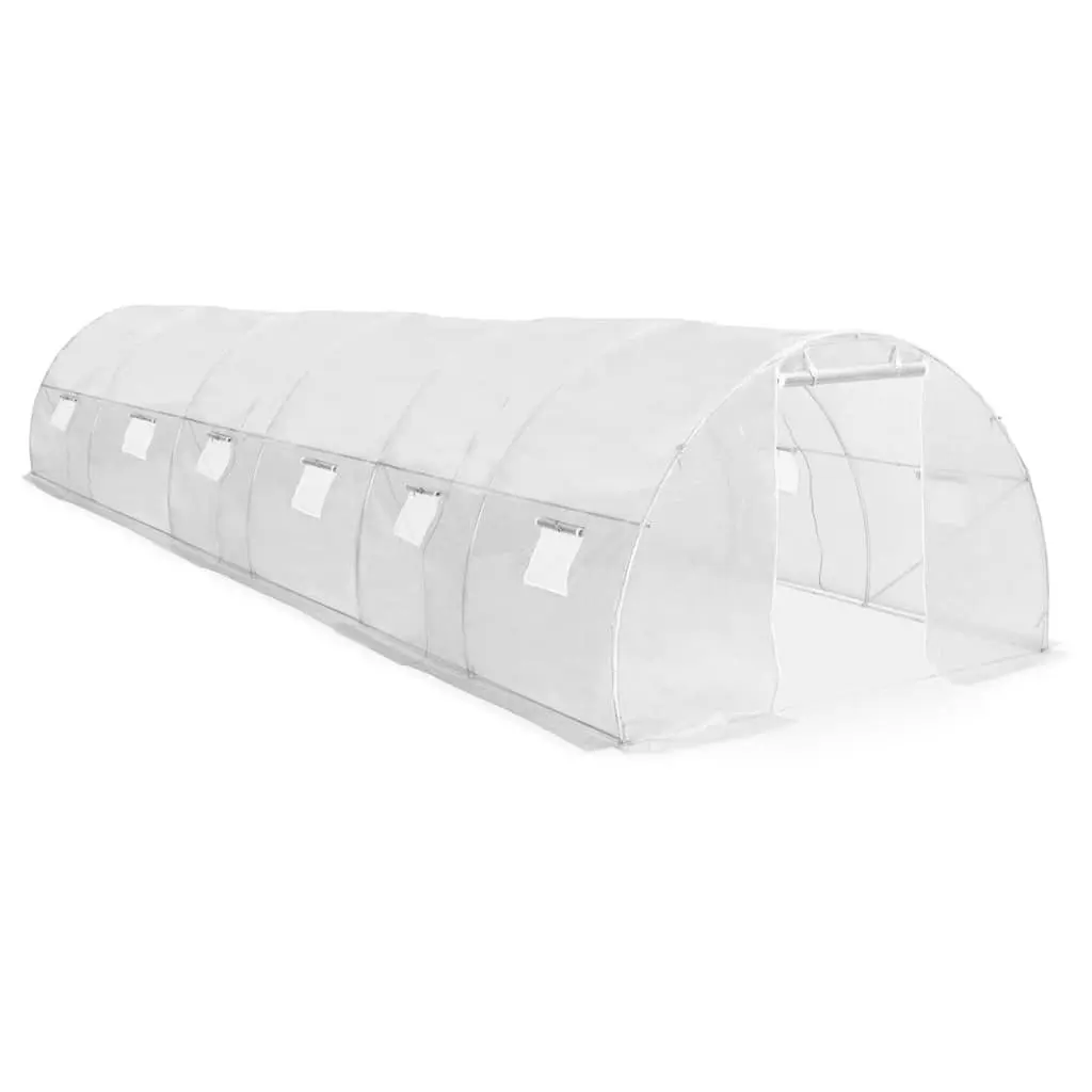 Greenhouse 900x300x200cm White Galvanised Steel Frame PE Mesh Fabric 27m²