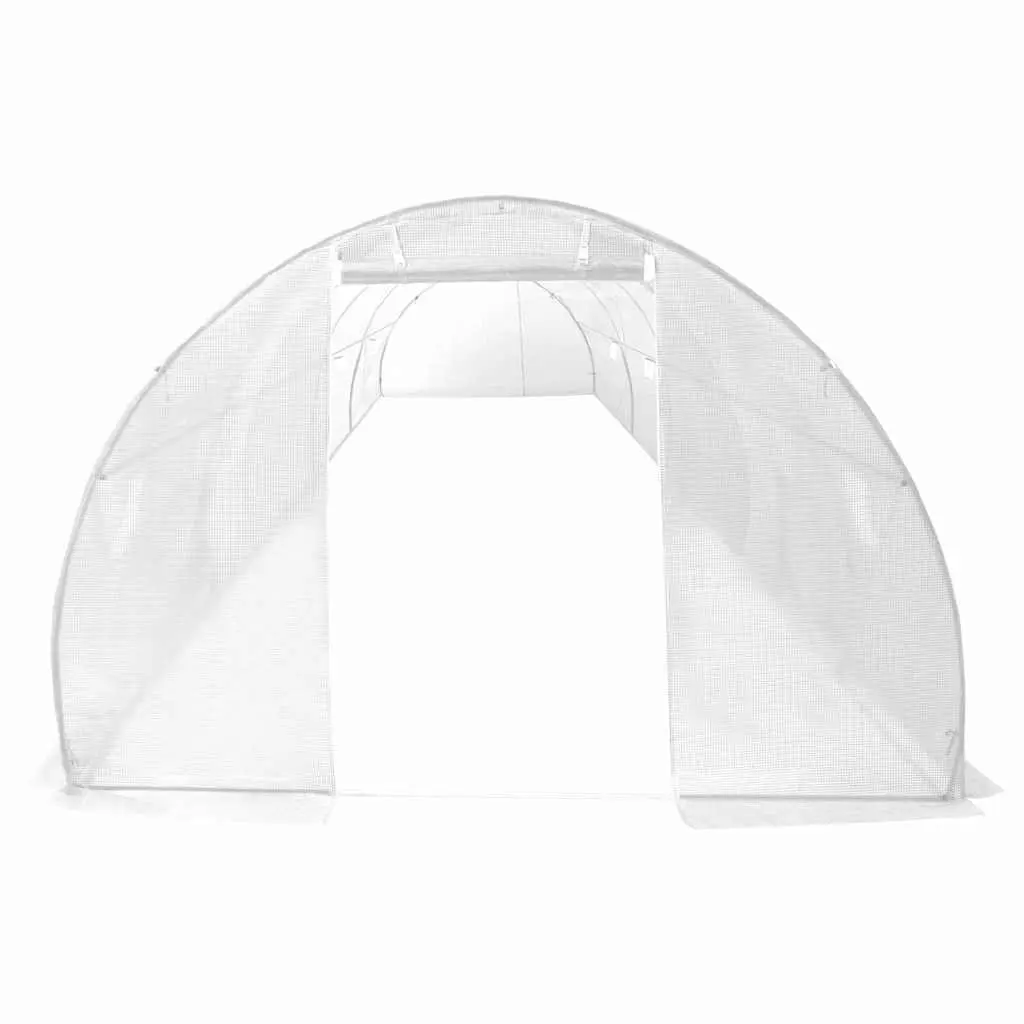 Greenhouse 900x300x200cm White Galvanised Steel Frame PE Mesh Fabric 27m²