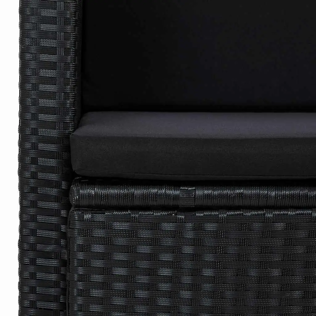 2 Seater Outdoor Sofa PE Rattan Steel Frame Black with Cushions
