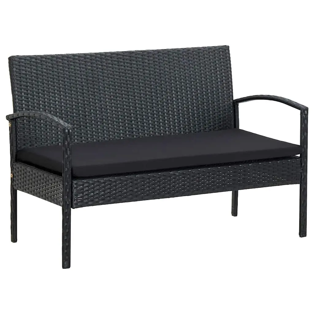 Garden Lounge Set 4 Piece Outdoor Patio Sofa Chair Table with Cushions Black