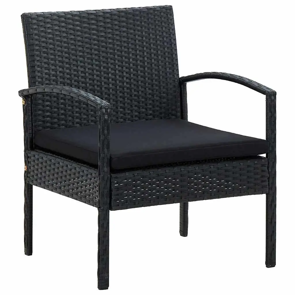 Garden Lounge Set 4 Piece Outdoor Patio Sofa Chair Table with Cushions Black