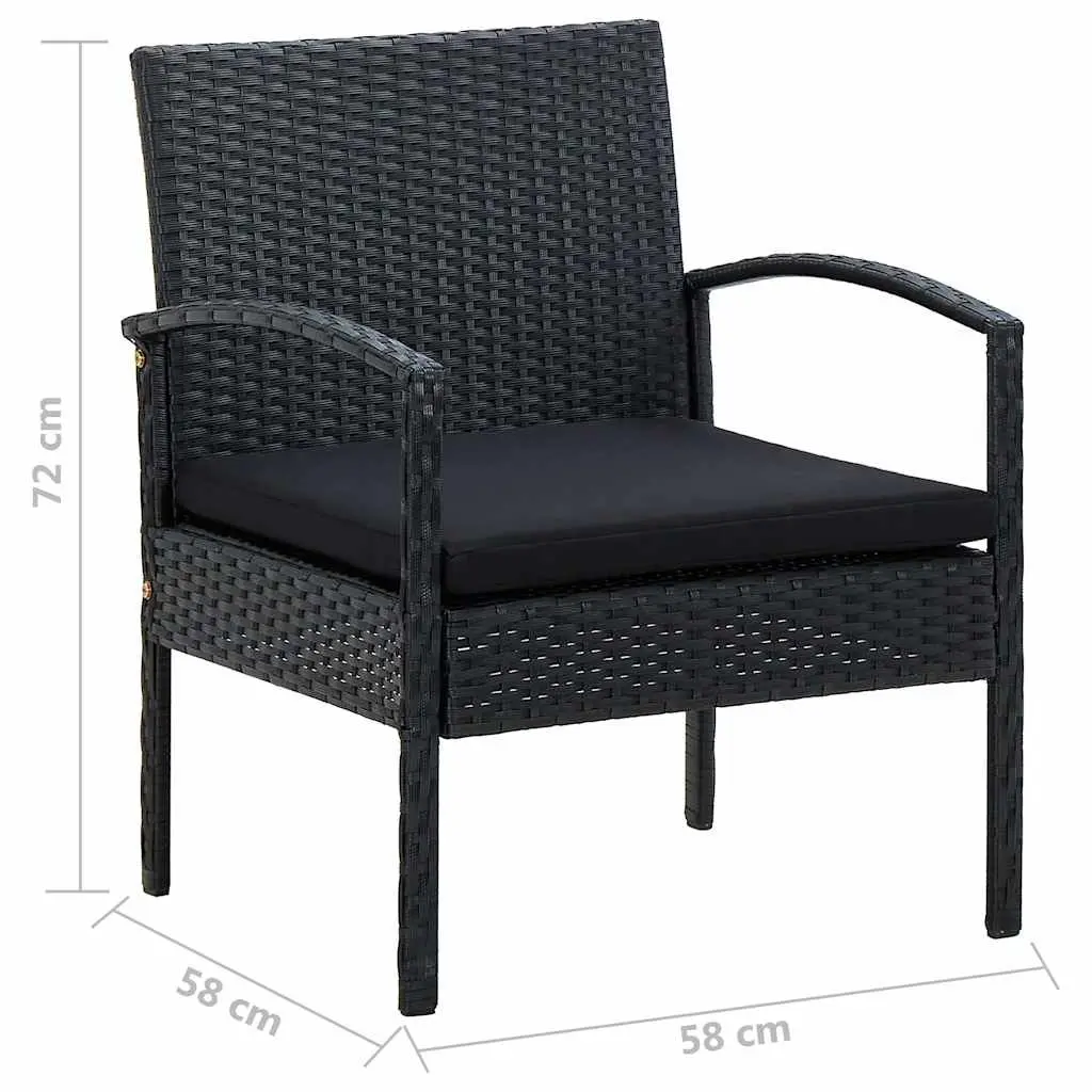 Garden Lounge Set 4 Piece Outdoor Patio Sofa Chair Table with Cushions Black