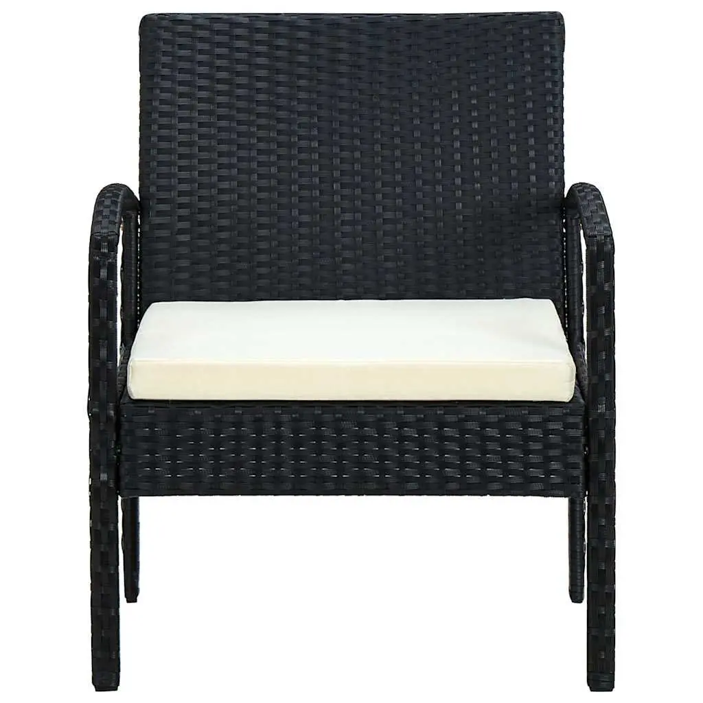 Outdoor Garden Chair with Cushion PE Rattan Black Patio Seating Armchair