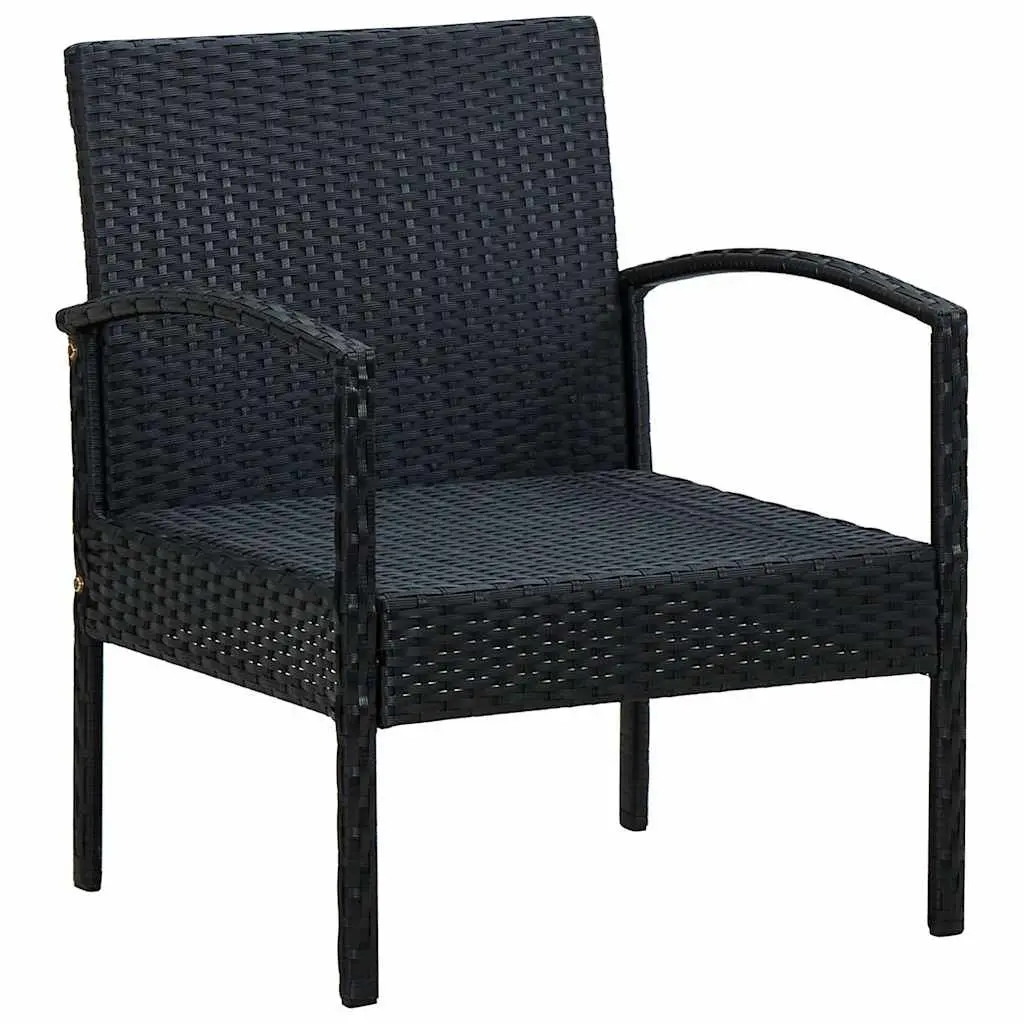Outdoor Garden Chair with Cushion PE Rattan Black Patio Seating Armchair