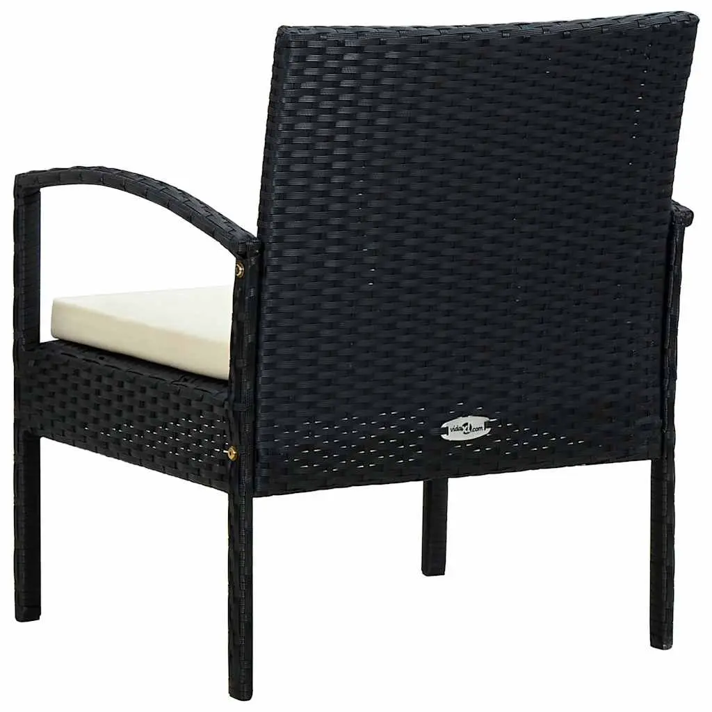 Outdoor Garden Chair with Cushion PE Rattan Black Patio Seating Armchair