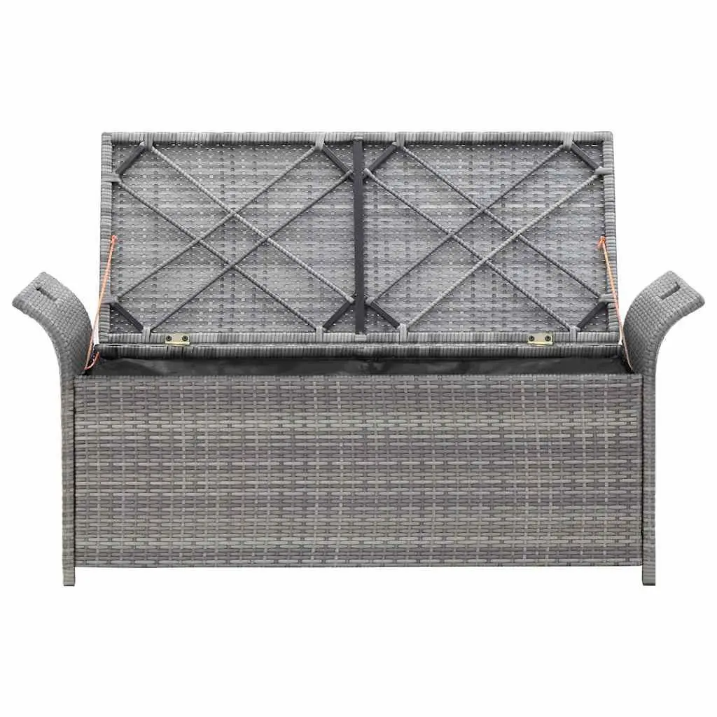 Outdoor Storage Bench PE Rattan 138cm Grey with Cushion