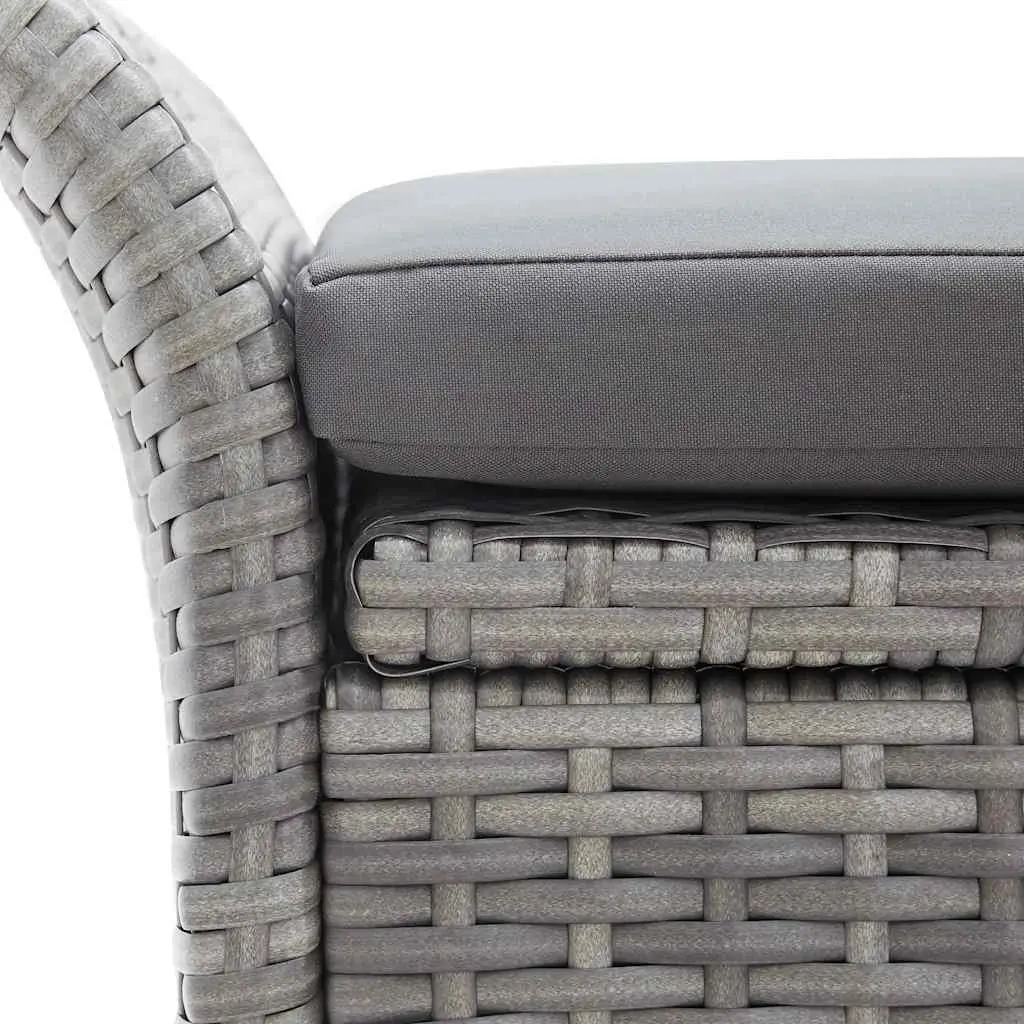 Outdoor Storage Bench PE Rattan 138cm Grey with Cushion