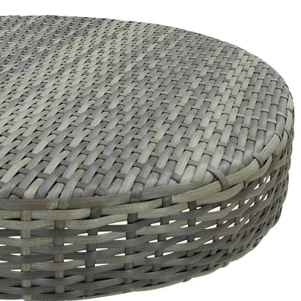 Outdoor Garden Table Round Poly Rattan 60.5 x 106 cm Grey Steel Frame