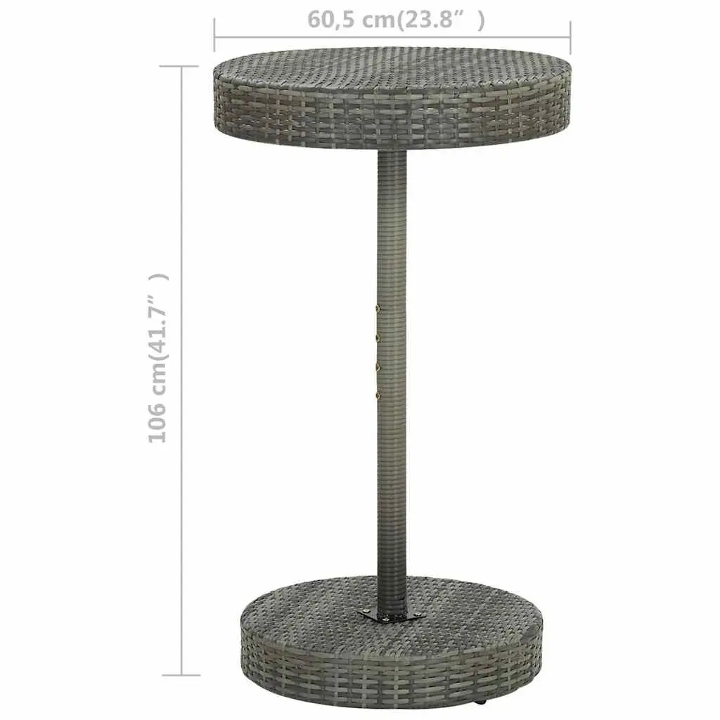 Outdoor Garden Table Round Poly Rattan 60.5 x 106 cm Grey Steel Frame