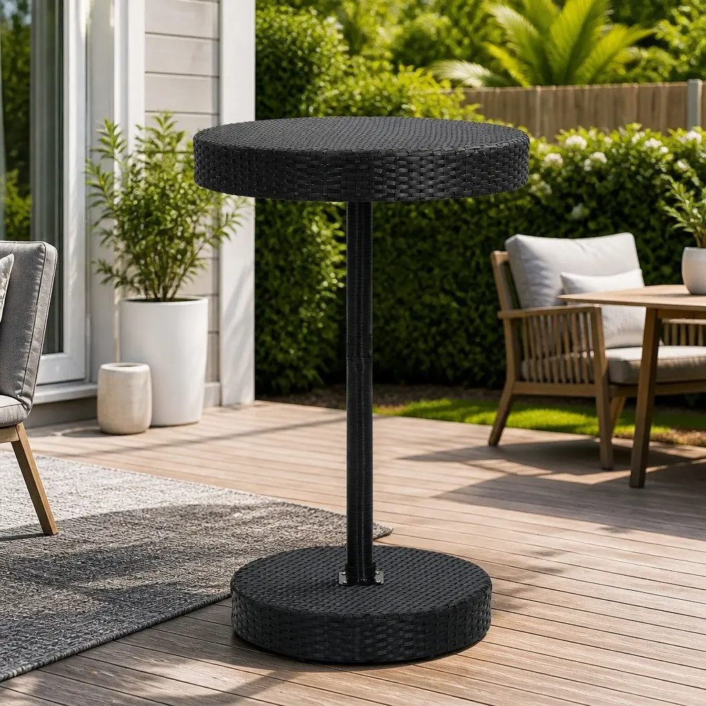 Black Poly Rattan Patio Table for Entertaining