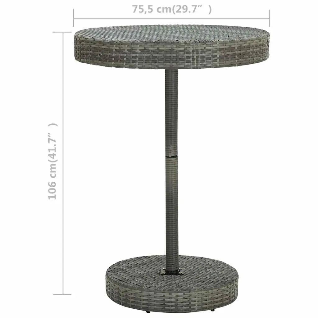 Outdoor Garden Table Round Poly Rattan Grey 75.5 x 106 cm
