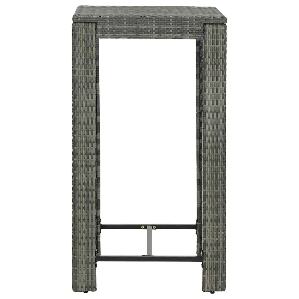 Outdoor Bar Table Powder-coated Steel PE Rattan 60.5x60.5x110.5 cm Grey