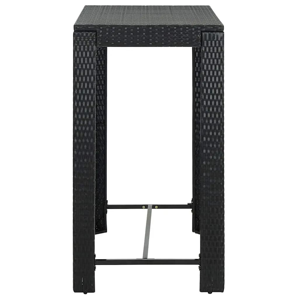 Bar Table PE Rattan Steel Frame 100 x 60.5 x 110.5 cm Black Outdoor Garden Patio Furniture
