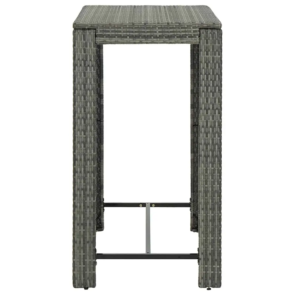 Outdoor Bar Table Grey Poly Rattan Garden Patio High Top Counter Height