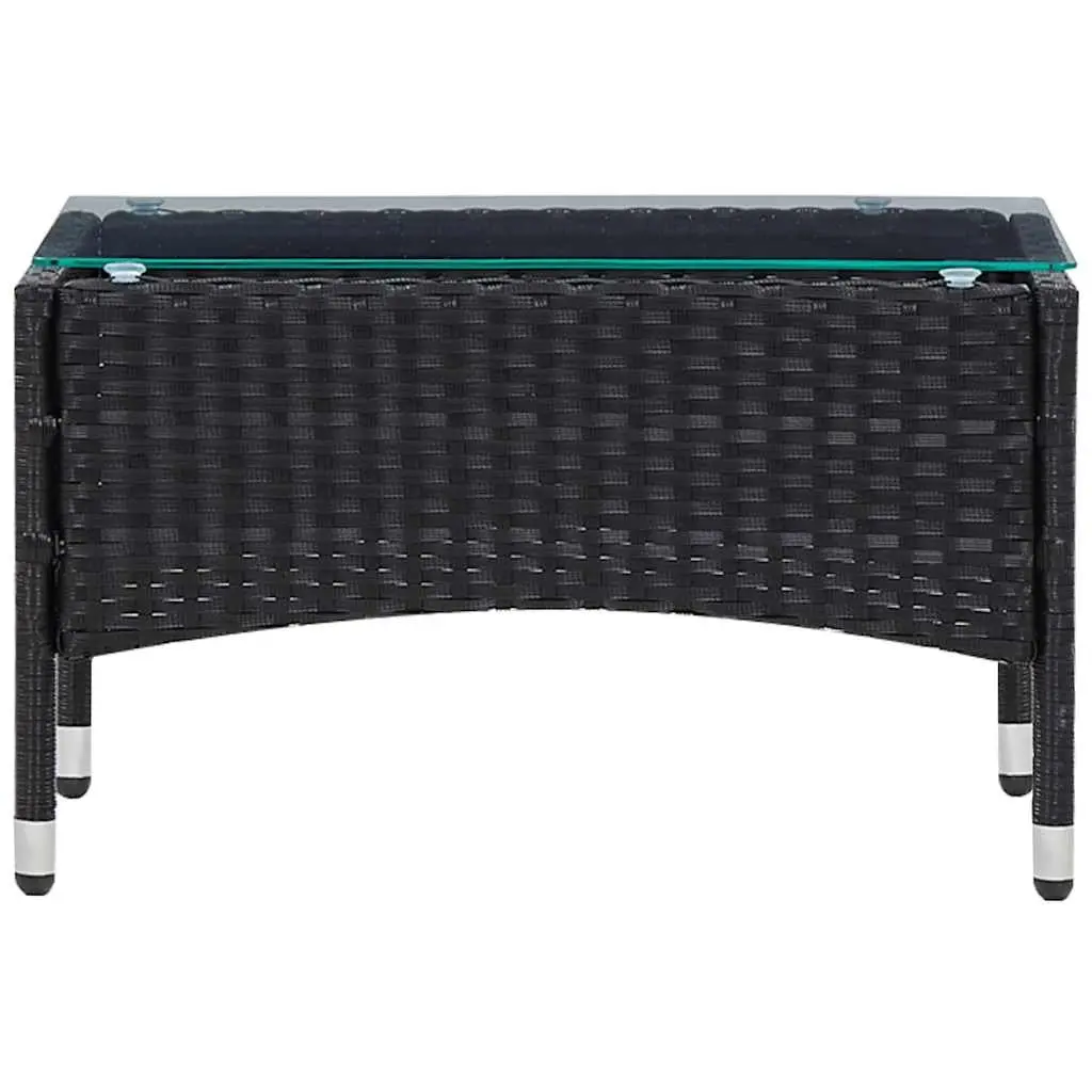 4 Piece Garden Lounge Set PE Rattan Sofa Table Cushions Black