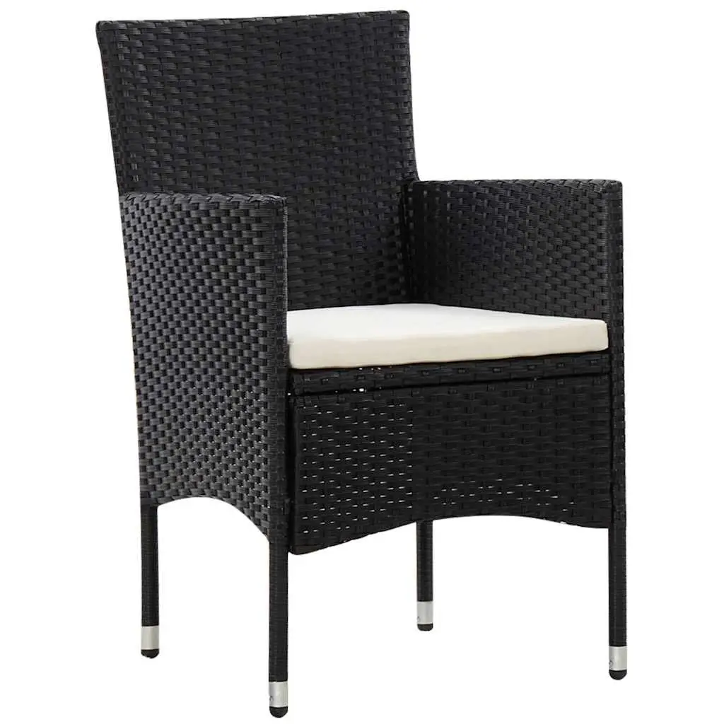 4 Piece Garden Lounge Set PE Rattan Sofa Table Cushions Black