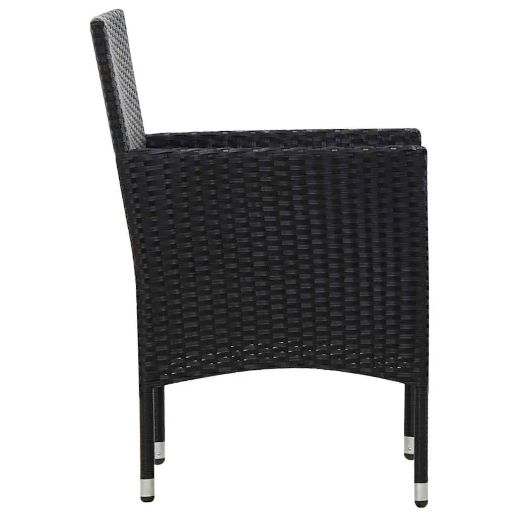 4 Piece Garden Lounge Set PE Rattan Sofa Table Cushions Black