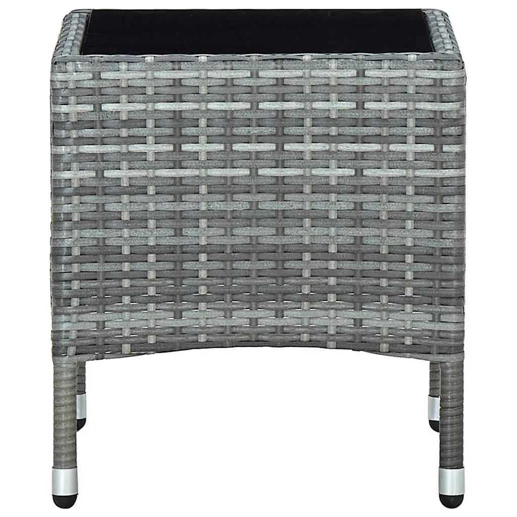 Garden Table PE Rattan Steel Frame 40x40x45 cm Grey
