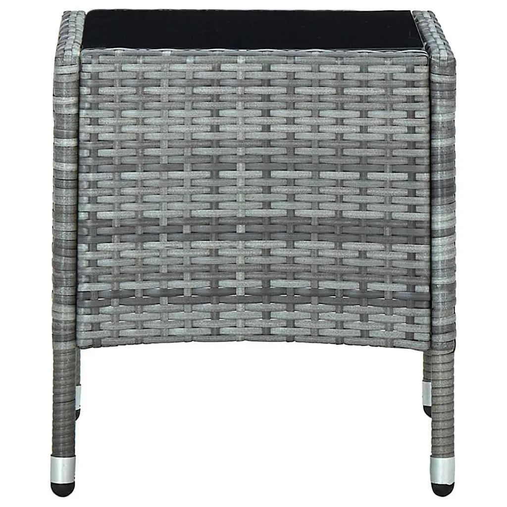Garden Table PE Rattan Steel Frame 40x40x45 cm Grey
