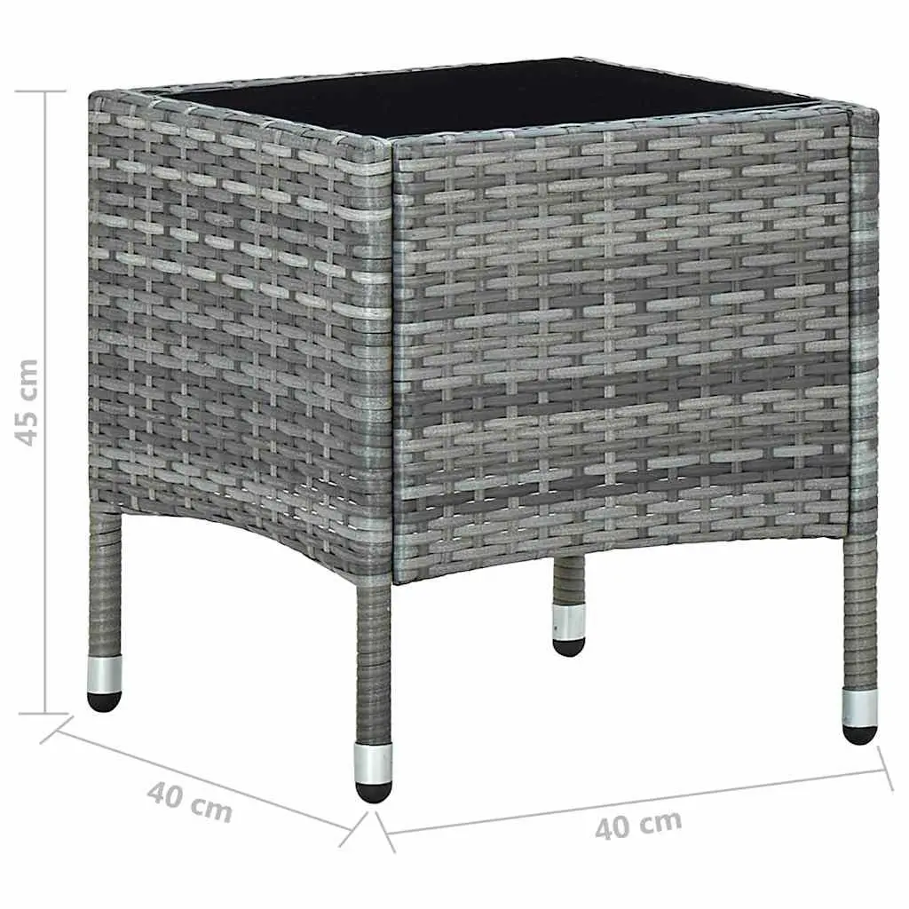 Garden Table PE Rattan Steel Frame 40x40x45 cm Grey
