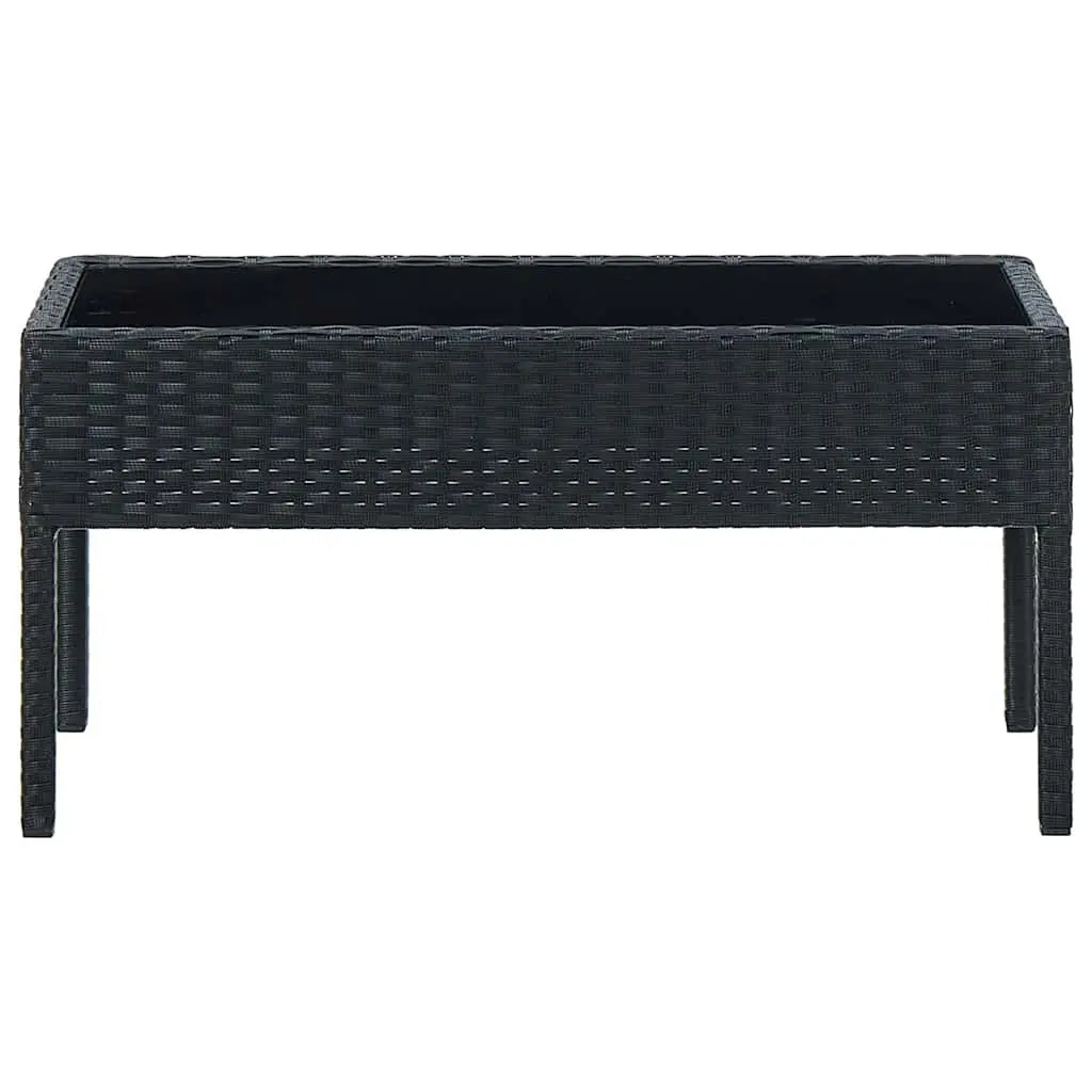 Garden Table Black Outdoor Patio Furniture Rattan Dining Space 75x40x37cm