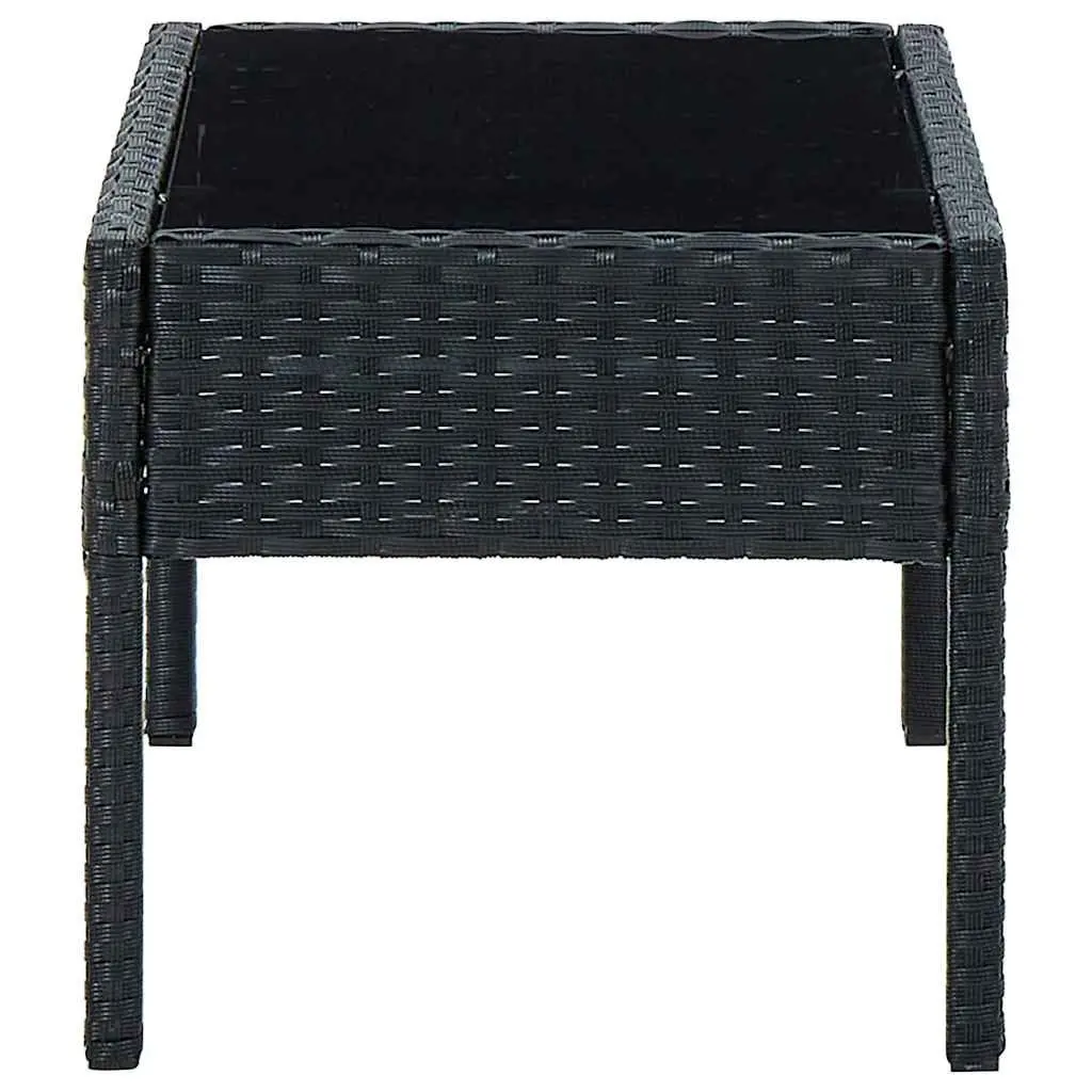Garden Table Black Outdoor Patio Furniture Rattan Dining Space 75x40x37cm